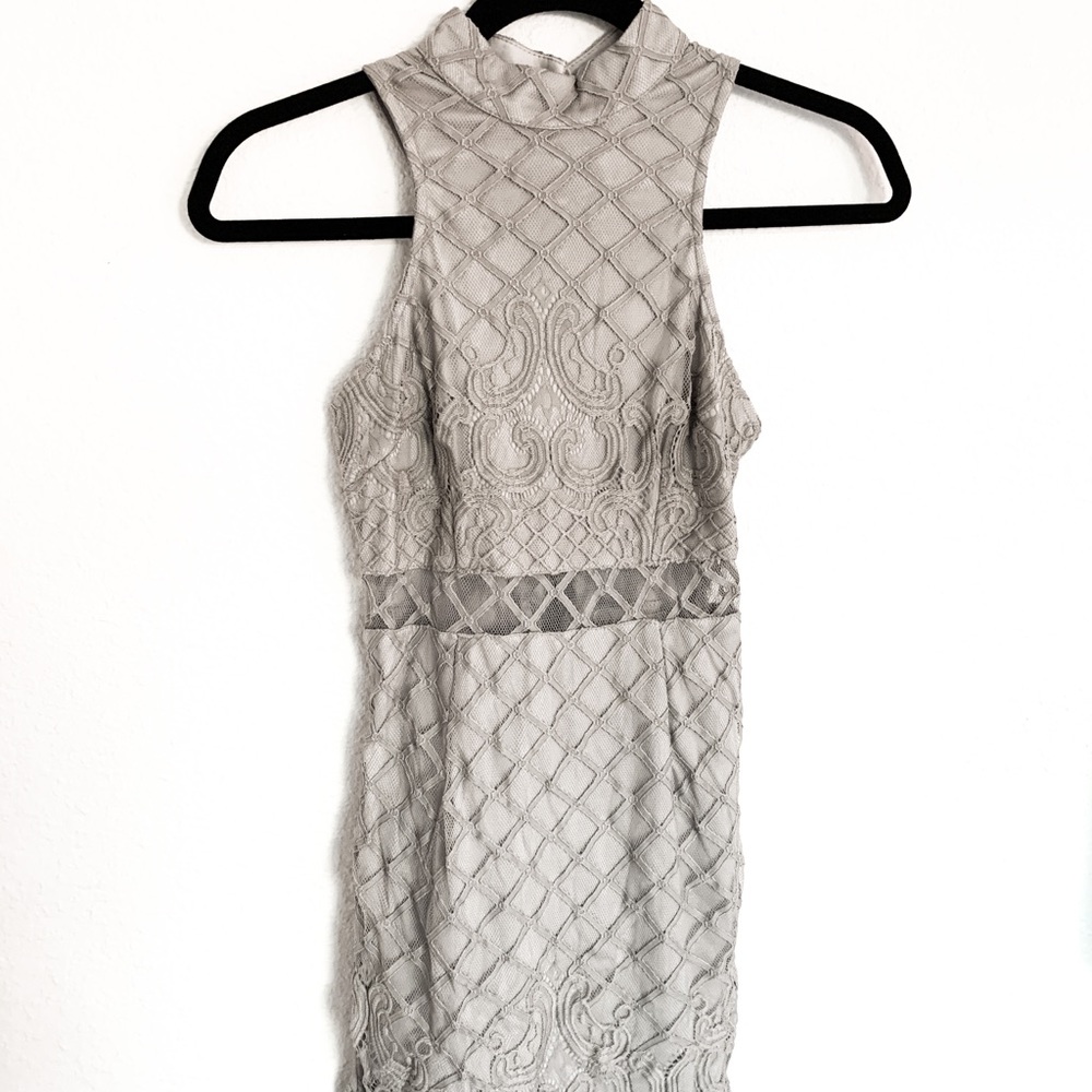 L’ATISTE Bodycon Lace Gray Dress